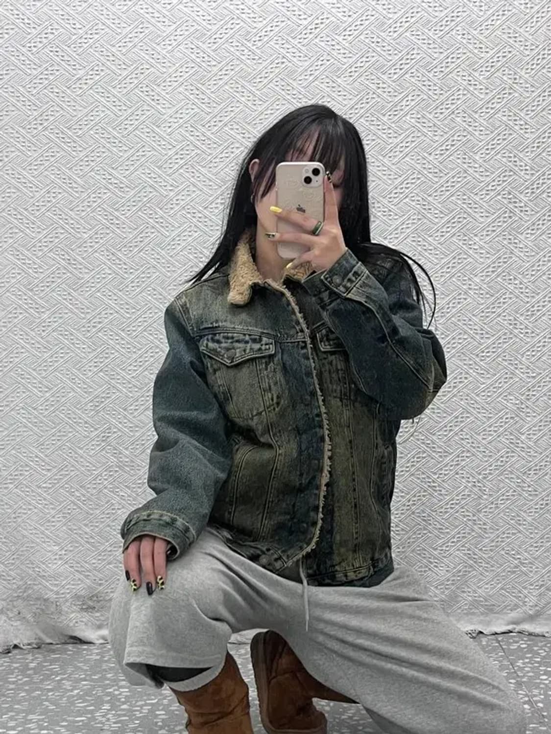 아베크롬비 빈티지 디스트로이드 워싱 양털 데님 자켓 M C07497 상품이미지1