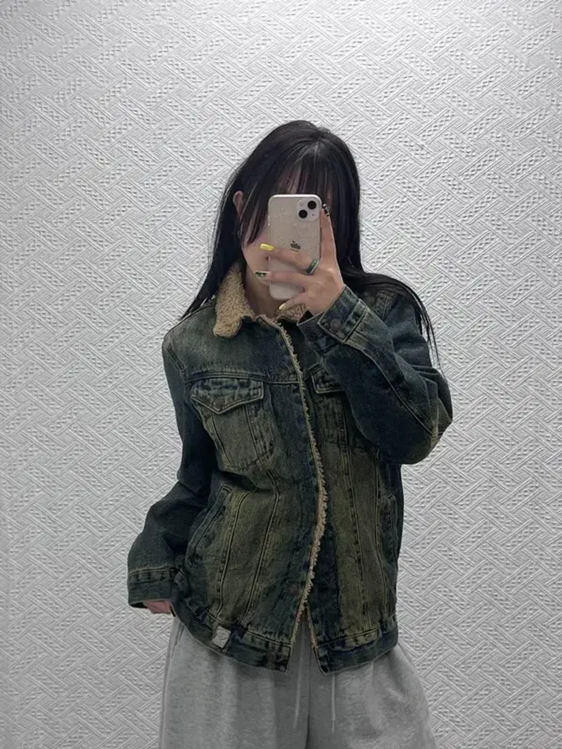 아베크롬비 빈티지 디스트로이드 워싱 양털 데님 자켓 M C07497 상품이미지2