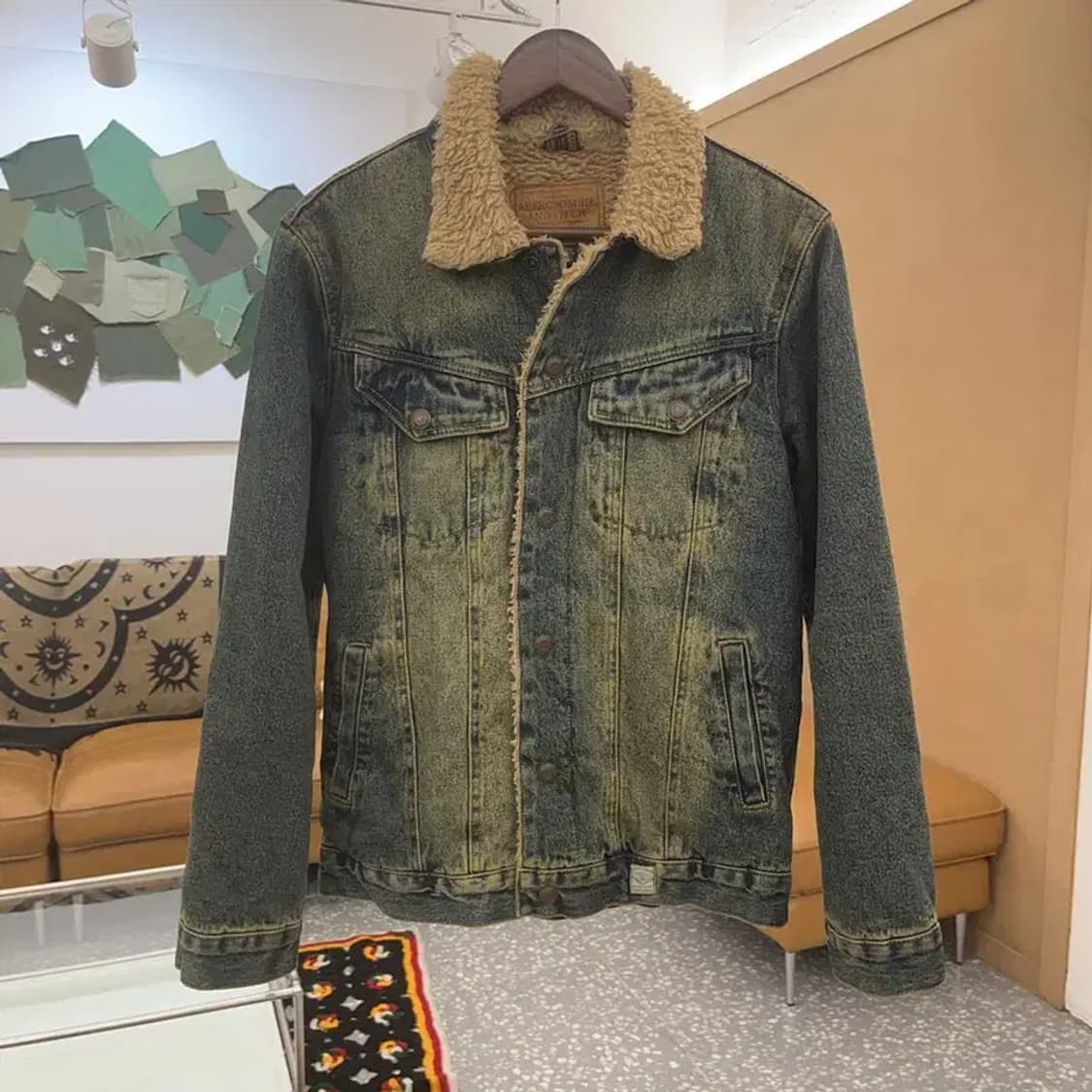 아베크롬비 빈티지 디스트로이드 워싱 양털 데님 자켓 M C07497 상품이미지3