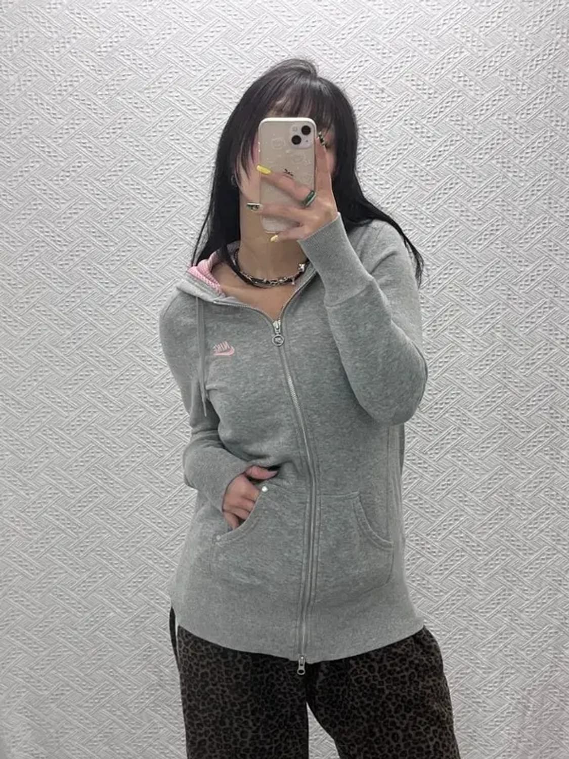 나이키 자수로고 핑크로고 롱 투웨이 후드집업 90 C05407 상품이미지1