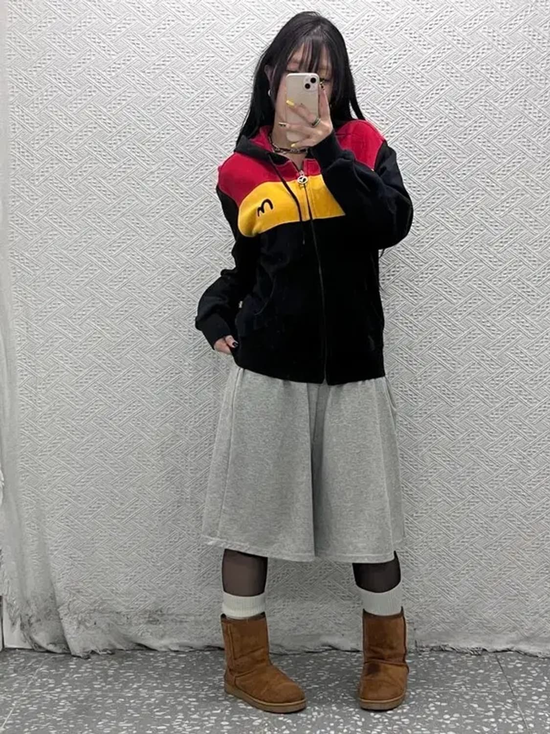 에비수 올드스쿨 삼색 약기모 후드집업 95 C05733 상품이미지2