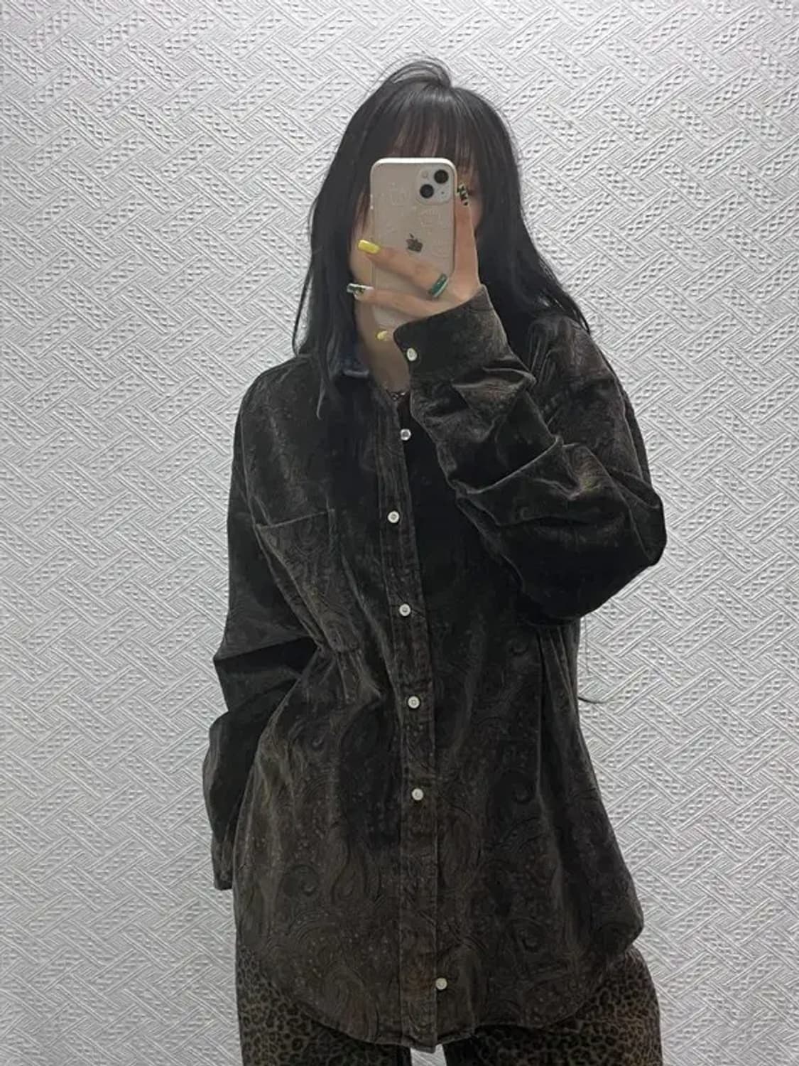 타미힐피거 90s 페이즐리 벨벳 오버핏 긴팔 셔츠 105 C05923 상품이미지2