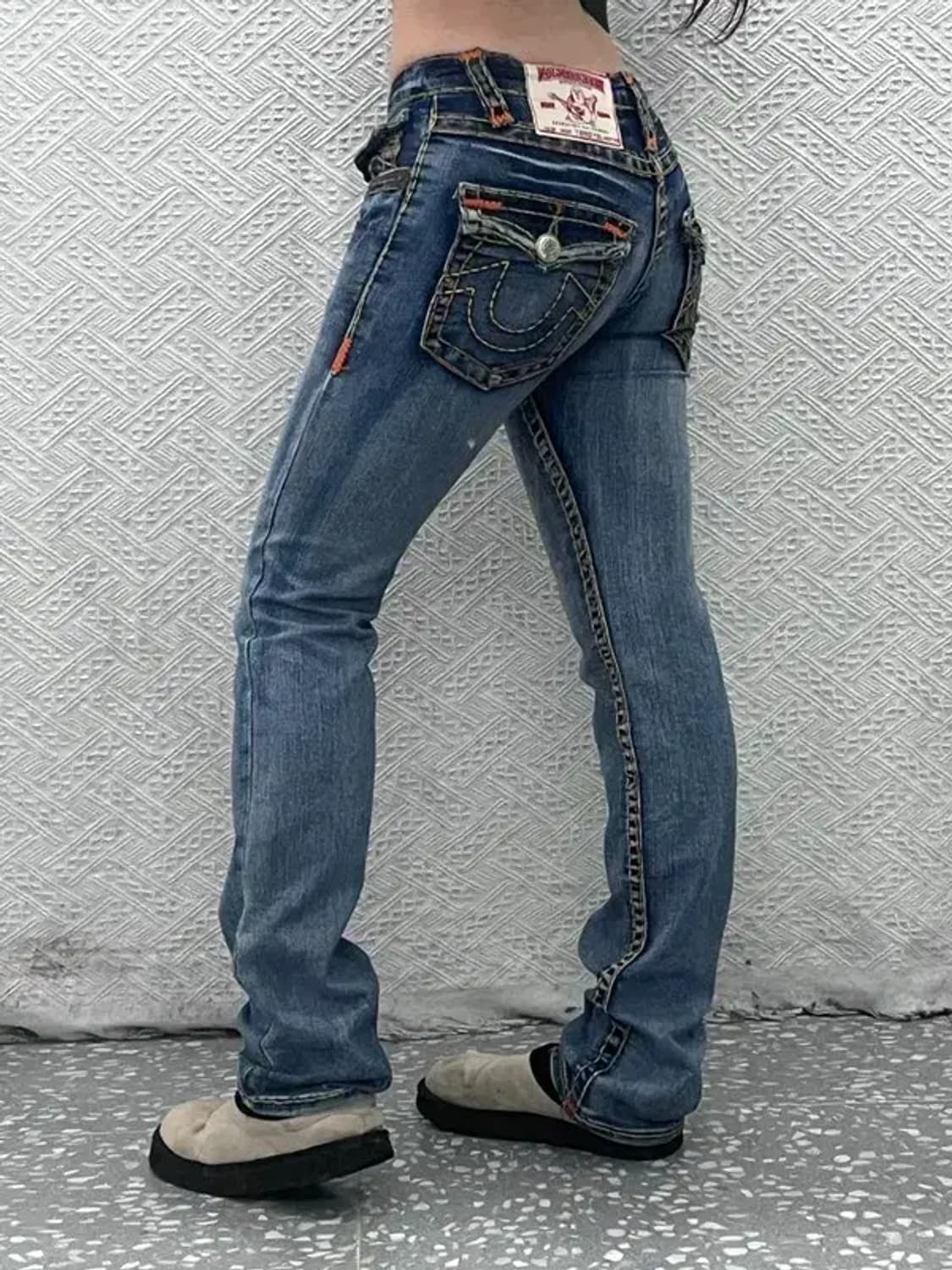 트루릴리젼 조이슈퍼티 Y2K 로우라이즈 데님 청바지 27인치 C06115 상품이미지1