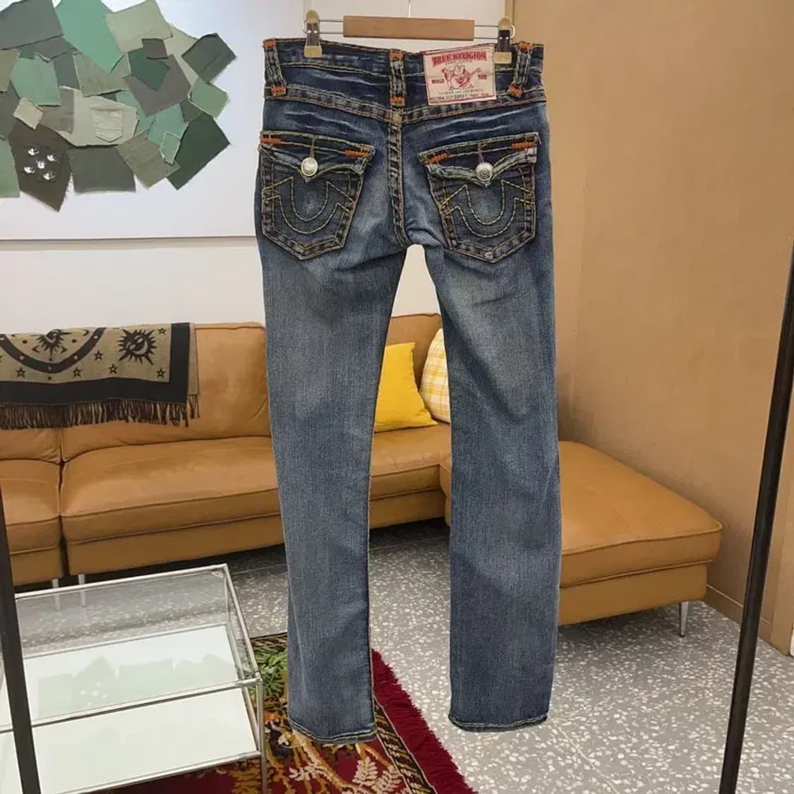 트루릴리젼 조이슈퍼티 Y2K 로우라이즈 데님 청바지 27인치 C06115 상품이미지4