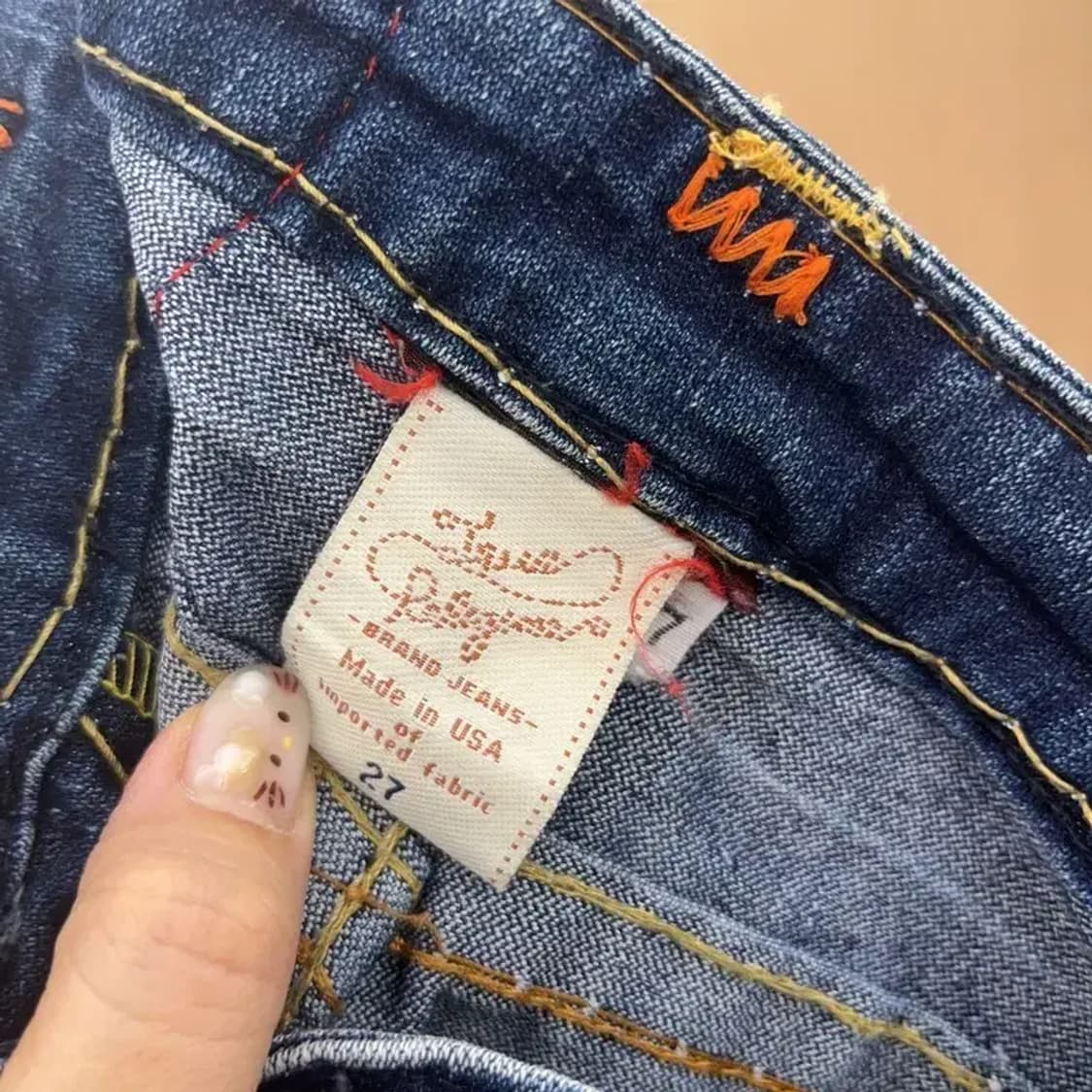 트루릴리젼 조이슈퍼티 Y2K 로우라이즈 데님 청바지 27인치 C06115 상품이미지6