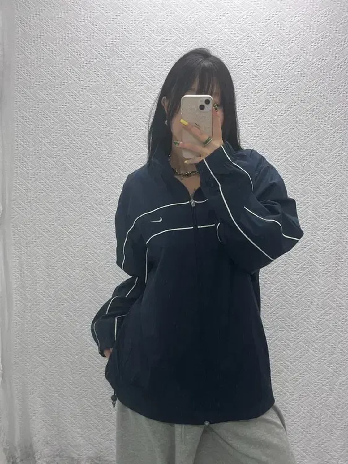 나이키 올드스쿨 레트로 파이핑 라인 바람막이 자켓 L C07524 상품이미지1