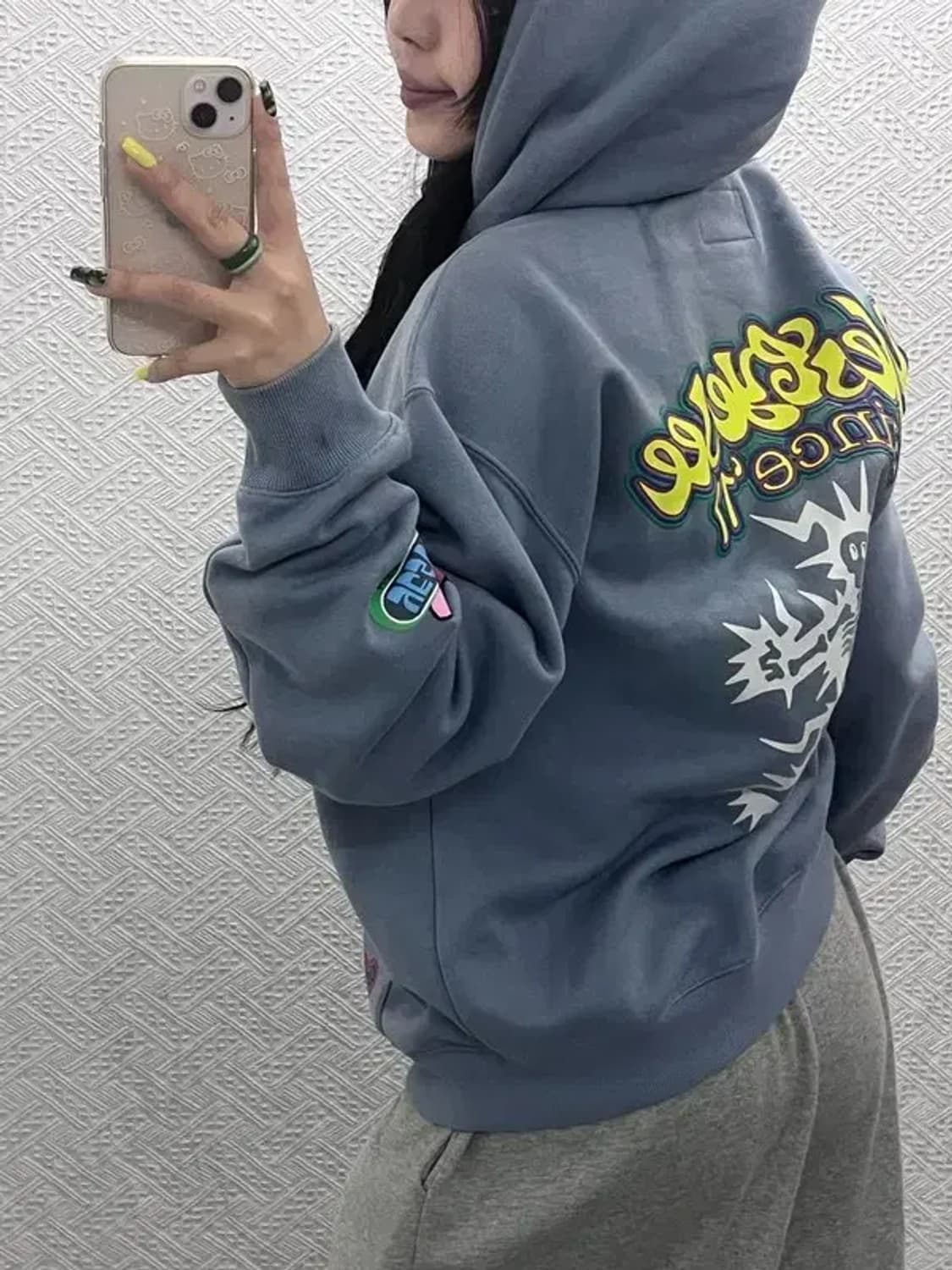 예스아이씨 올드스쿨 유니크 키치프린팅 기모 후드티 L C07536 상품이미지1