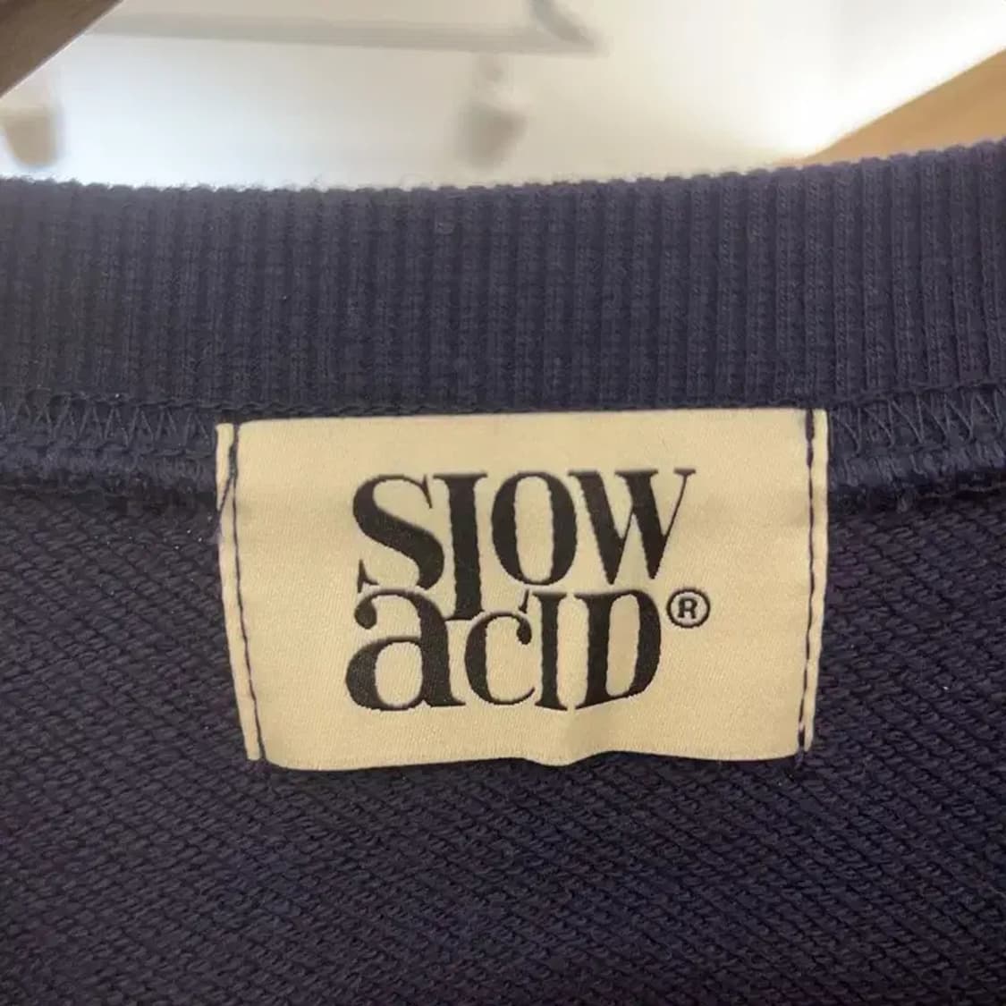 슬로우애시드 빈티지 레트로 빅로고 세미크롭 맨투맨 L C07569 상품이미지5