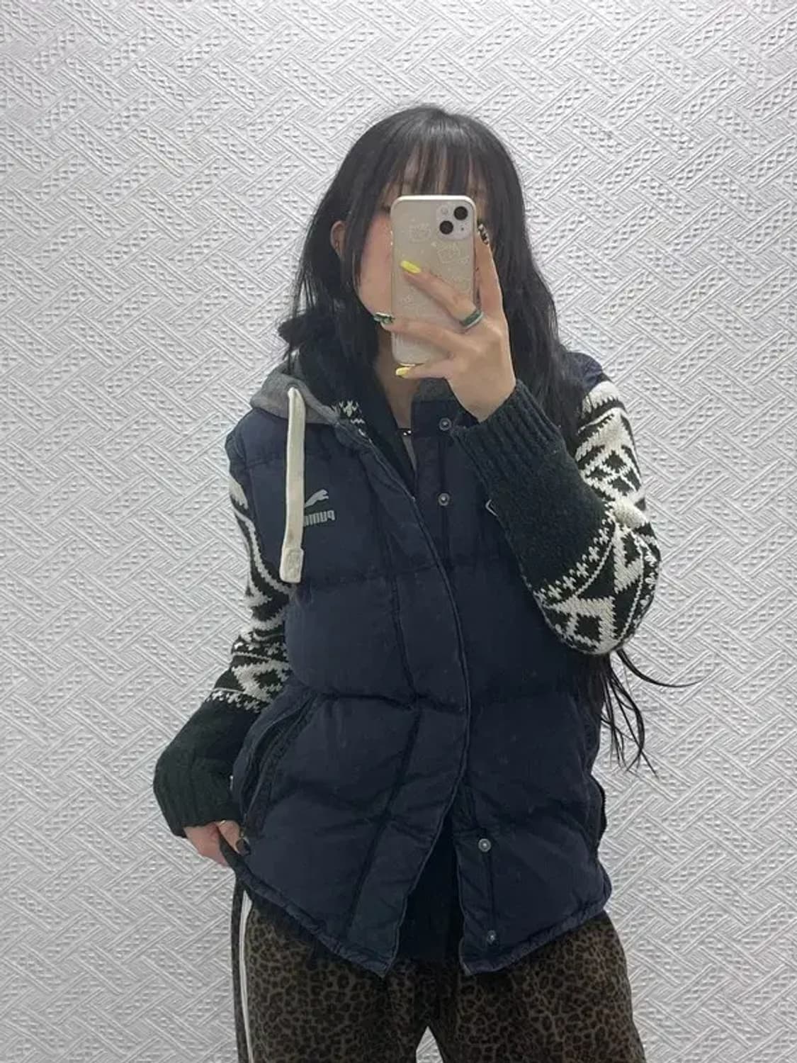 푸마 올드스쿨 빈티지 자수패치 후드 패딩 조끼 M C07592 상품이미지1