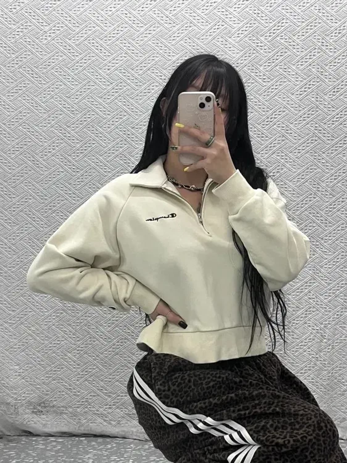 챔피언 폭닥 오트밀 크림 세미크롭 반집업 맨투맨 M C07572 상품이미지2