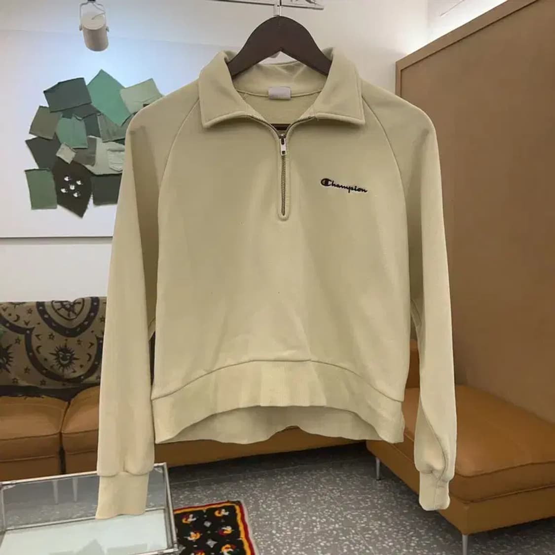 챔피언 폭닥 오트밀 크림 세미크롭 반집업 맨투맨 M C07572 상품이미지3