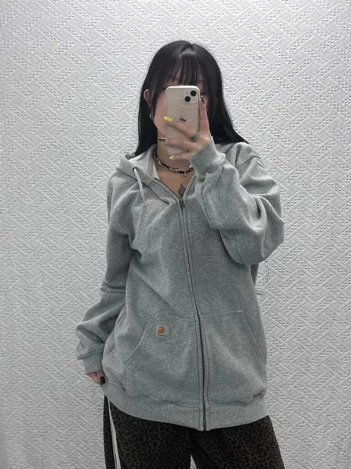 칼하트 올드스쿨 빈티지 오버핏 기모 후드집업 M C07579 상품이미지1