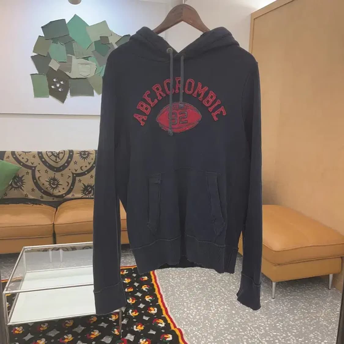 아베크롬비 레트로 올드빈티지 빅로고 기모 후드티 L C07587 상품이미지3