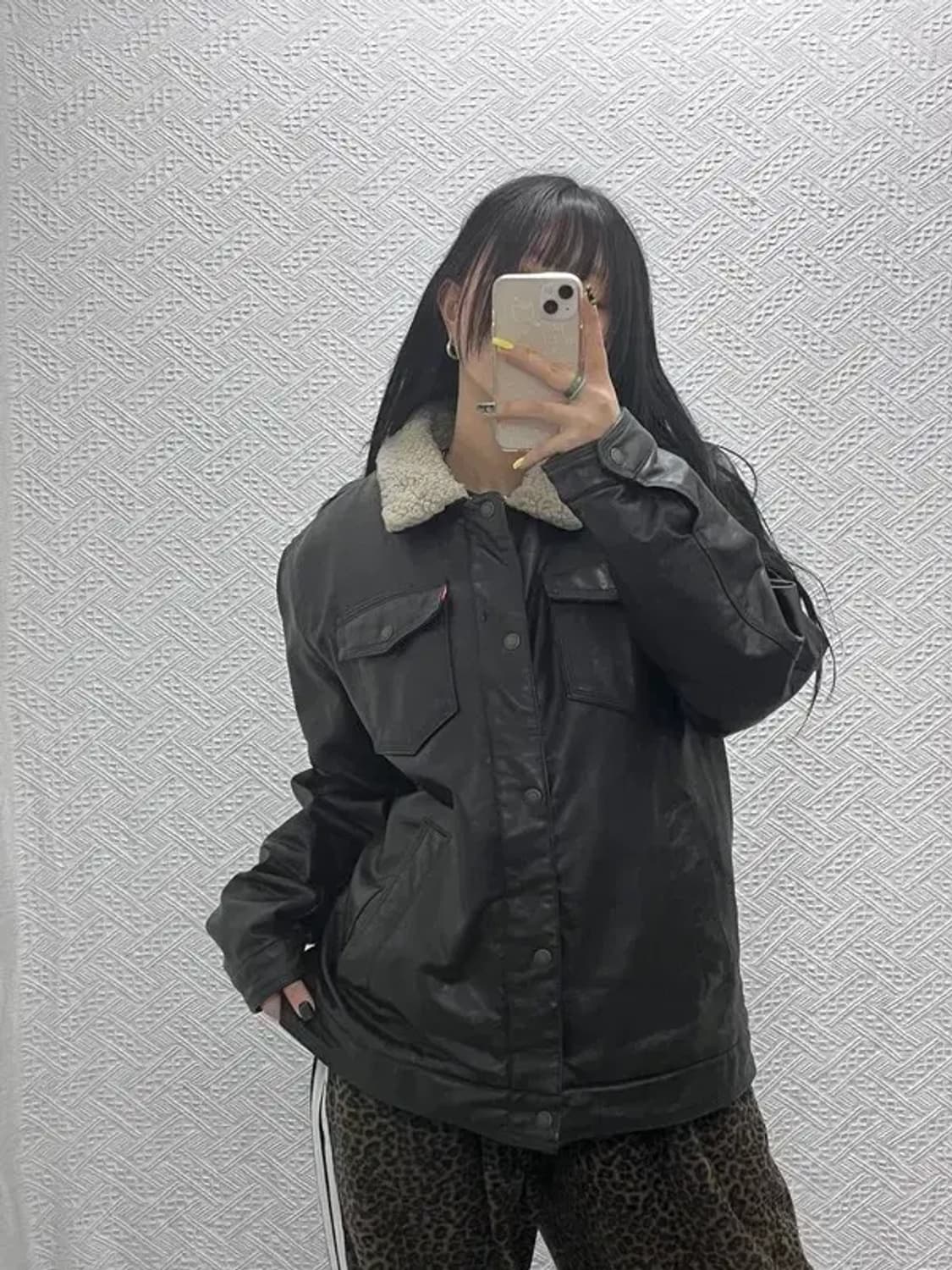 리바이스 빈티지 쉐르파 라이딩 레더 트러커 자켓 110 C07574 상품이미지1