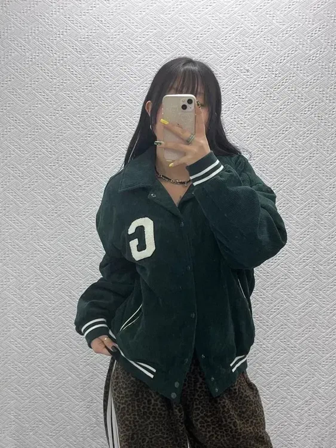 골라 빈티지 코듀로이 딥그린 바시티자켓 M C07582 상품이미지1