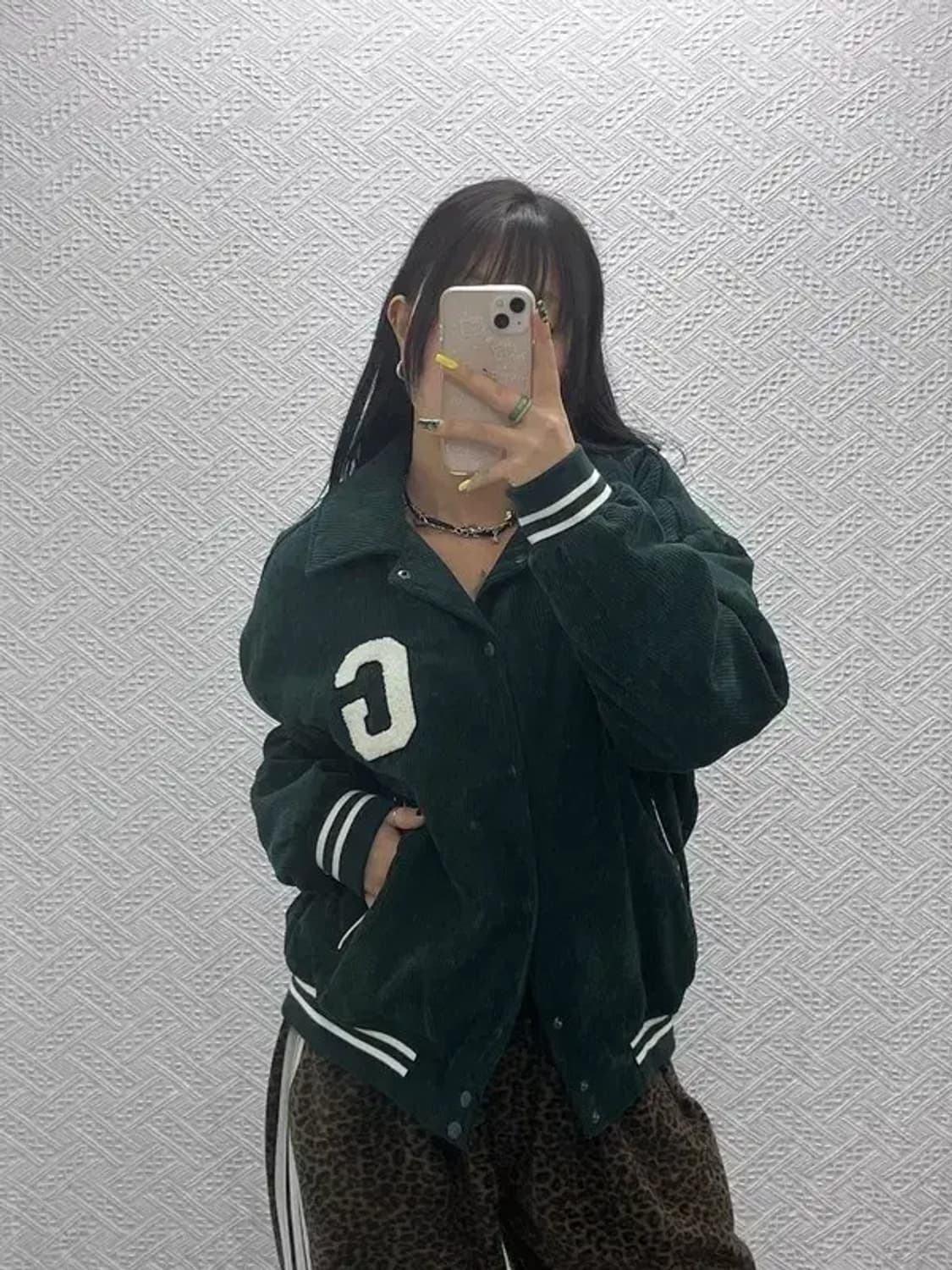 골라 빈티지 코듀로이 딥그린 바시티자켓 M C07582 상품이미지2