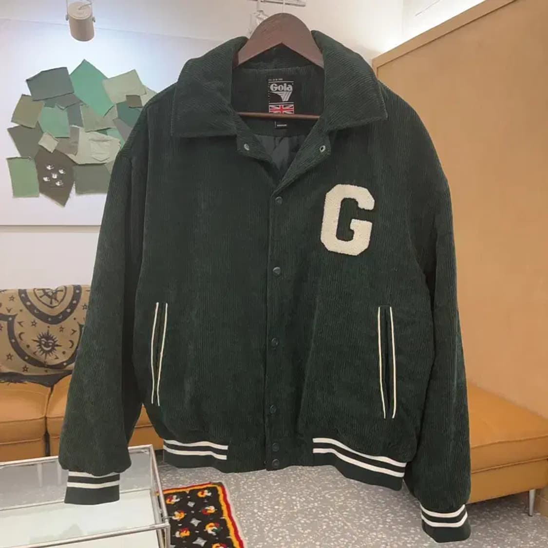 골라 빈티지 코듀로이 딥그린 바시티자켓 M C07582 상품이미지3