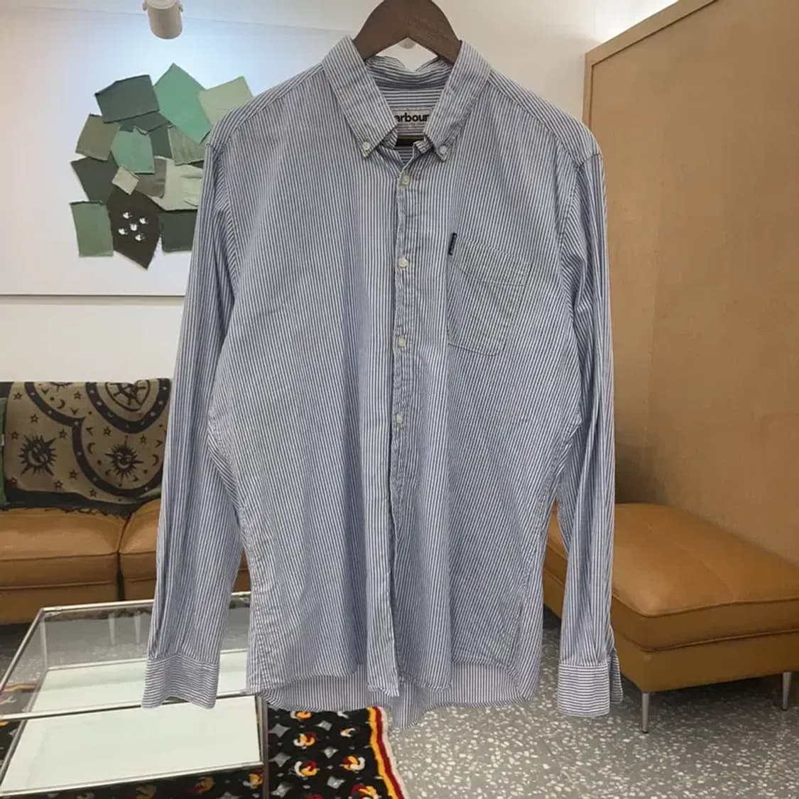 바버 모던 캐주얼 스트라이프 포켓 셔츠 105 C07606 상품이미지3