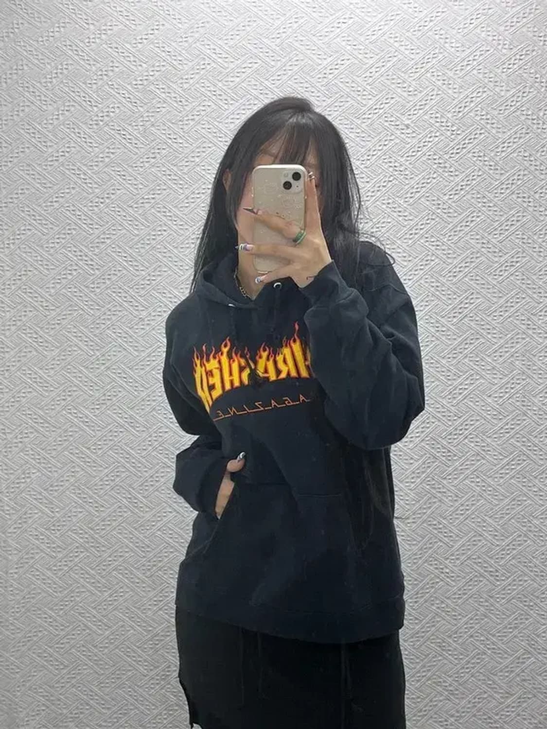 트레셔 스트릿 디아블로 불꽃로고 약기모 후드티 S C07607 상품이미지2