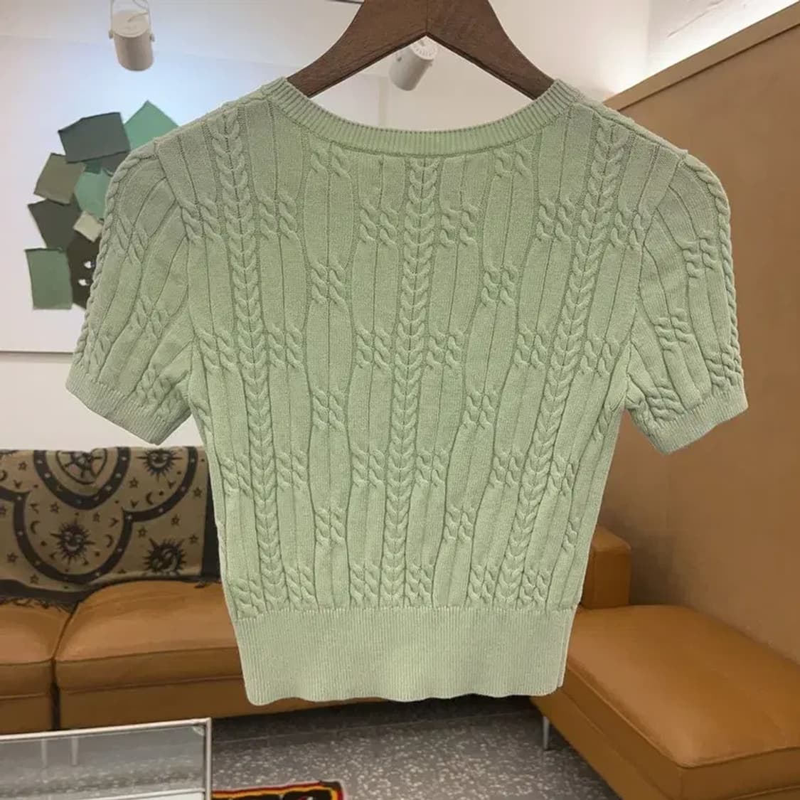 키르시 키치 체리로고 피스타치오 그린 반팔 니트 1 C07604 상품이미지4