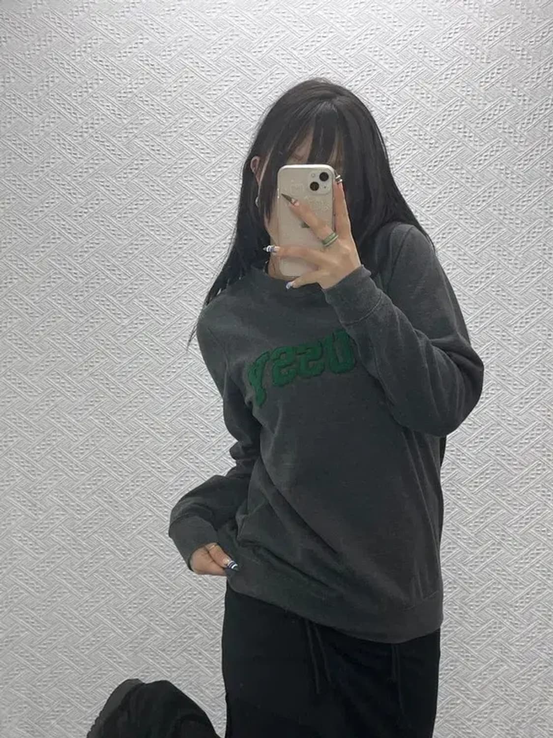 스투시 올드스쿨 빈티지 딥그린 빅로고 약기모 맨투맨 95 C07624 상품이미지1