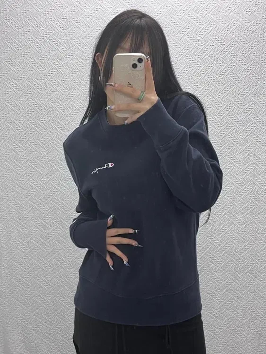 챔피온 리버스위브 자수로고 오버핏 약기모 맨투맨 M C07627 상품이미지1