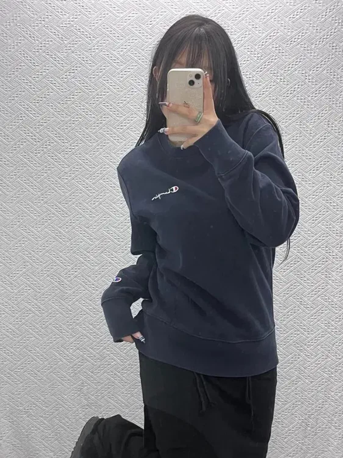 챔피온 리버스위브 자수로고 오버핏 약기모 맨투맨 M C07627 상품이미지2