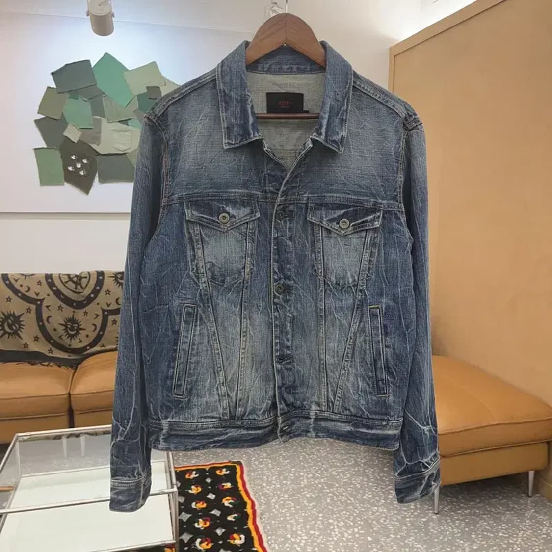 에비수 빈티지 스트릿 힙합 드레이프 워싱 데님자켓 100 C07614 상품이미지4