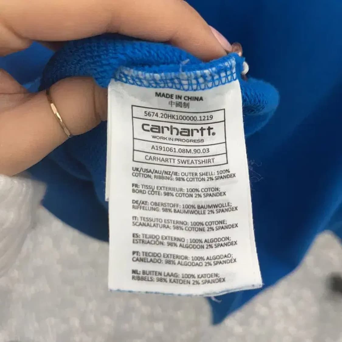 칼하트 빈티지 코발트블루 스펠로고 맨투맨 L C07644 상품이미지6