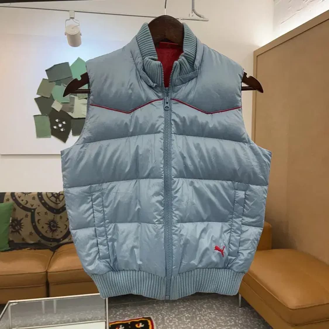 푸마 올드스쿨 레트로 스카이블루 패딩 조끼 M C07645 상품이미지3