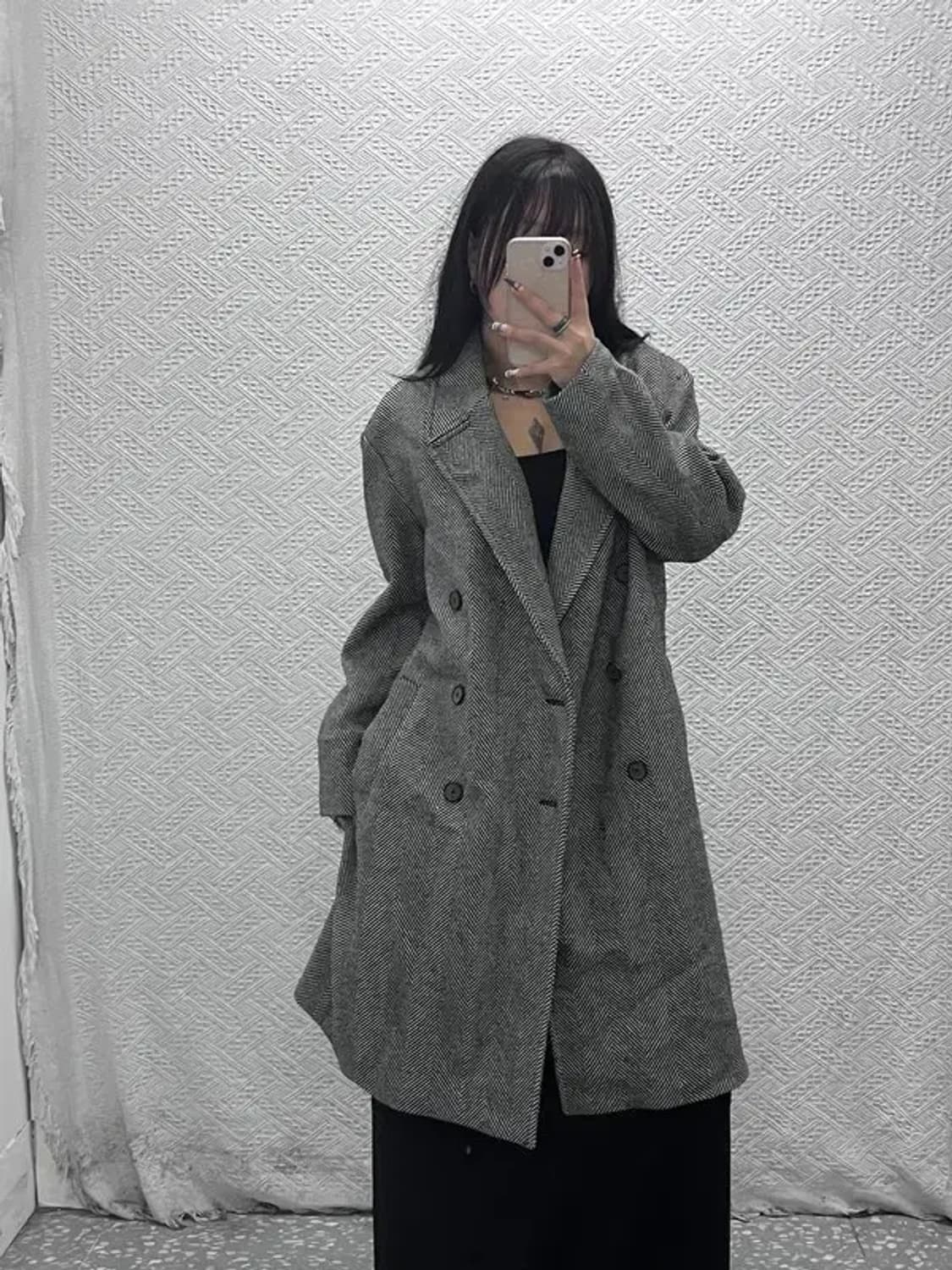 앤더슨벨 모던시크 울 캐시미어 헤링본 코트 S C07649 상품이미지2