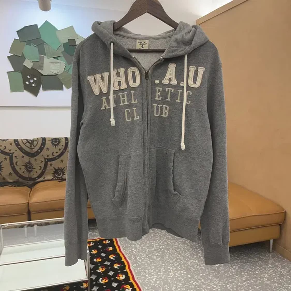 후아유 빈티지 Y2K 빅로고 약기모 후드집업 XL C07650 상품이미지3