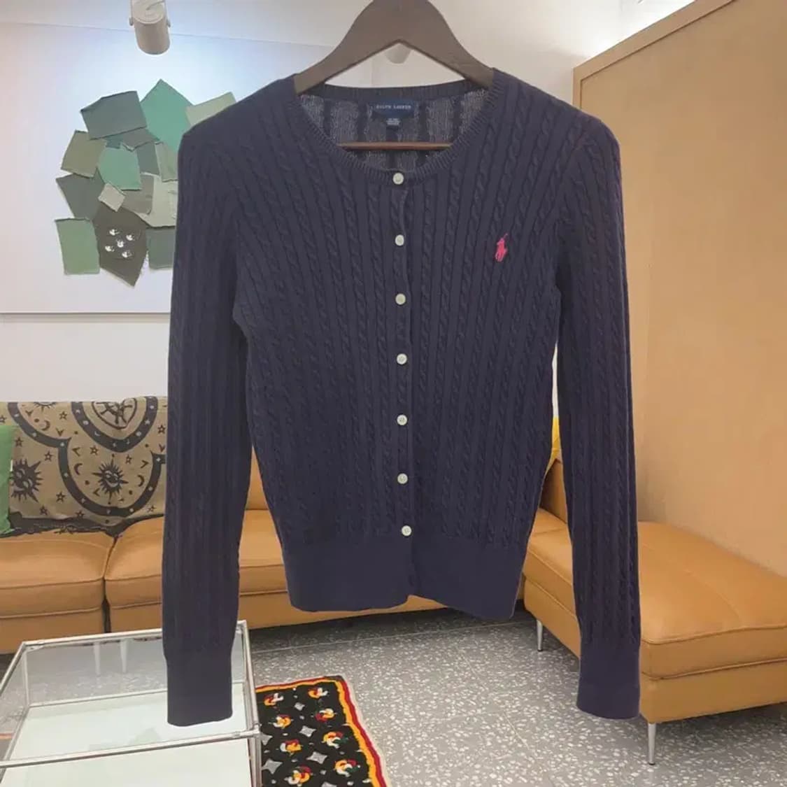 폴로 랄프로렌 모던캐주얼 자수로고 꽈배기 케이블 가디건 XL C07663 상품이미지3