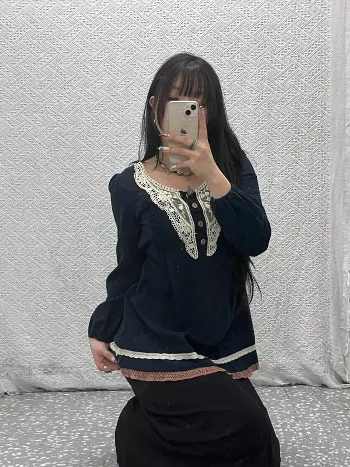 빈티지 모리걸 키치 여리 레이스 블라우스 90 C07664 상품이미지2