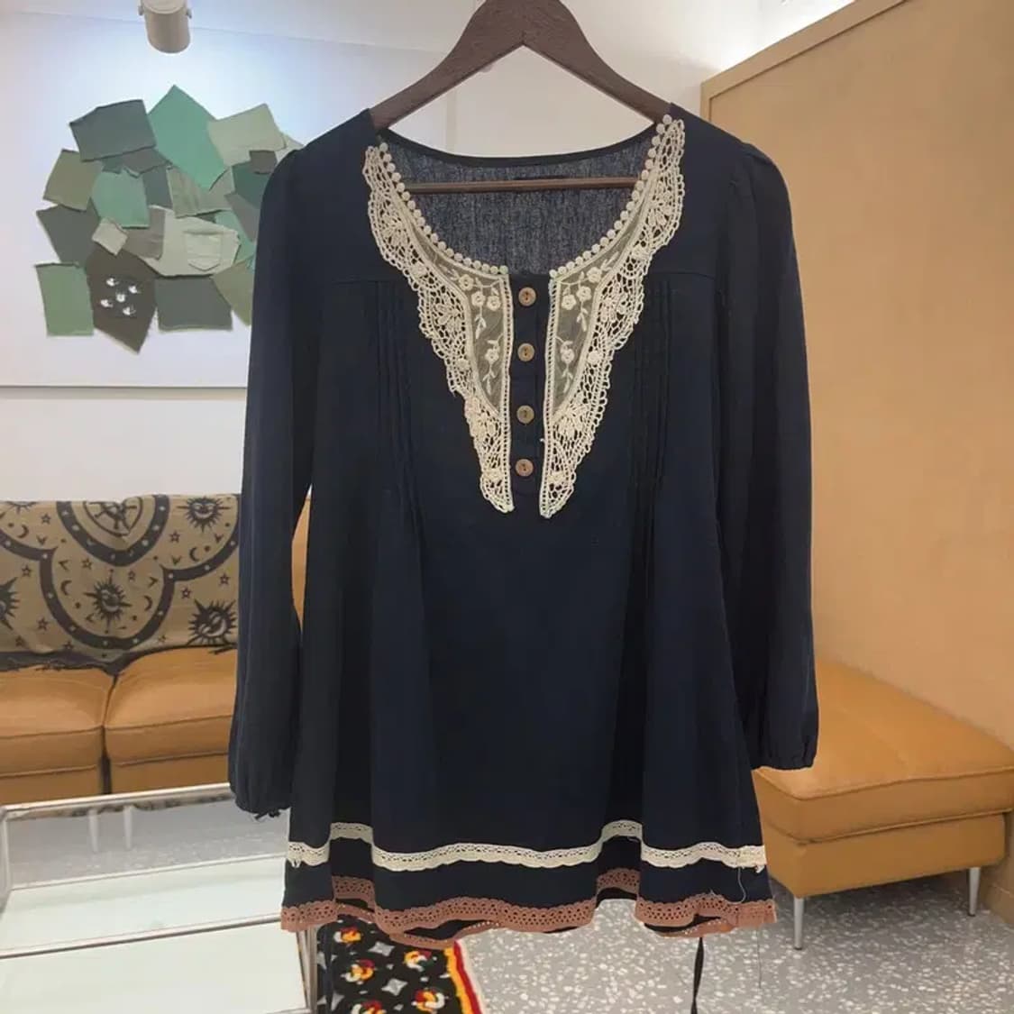 빈티지 모리걸 키치 여리 레이스 블라우스 90 C07664 상품이미지3