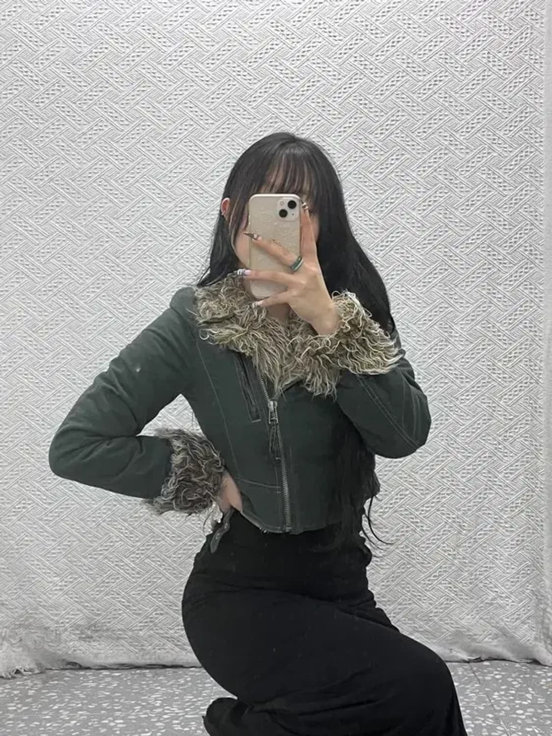 빈티지 보헤미안시크 퍼 무스탕 크롭 자켓 90 C07656 상품이미지1