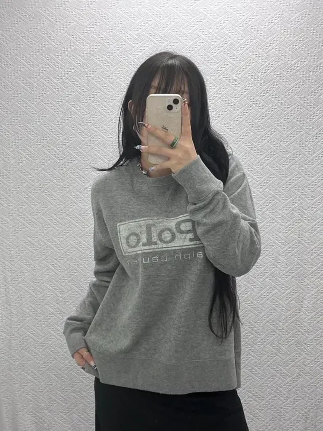 폴로 랄프로렌 희귀 빈티지 데미지 프린팅 기모 맨투맨 M C07665 상품이미지2