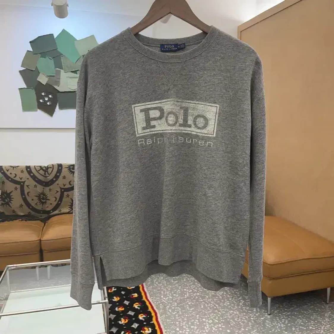 폴로 랄프로렌 희귀 빈티지 데미지 프린팅 기모 맨투맨 M C07665 상품이미지3