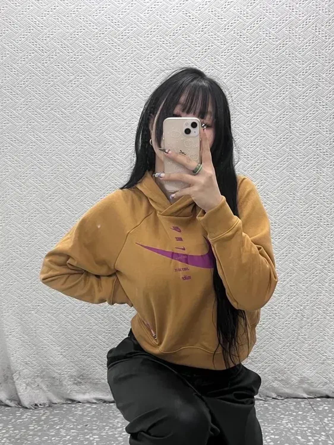 나이키 올드스쿨 레트로 스우시 크롭 기모 후드티 M C07701 상품이미지1