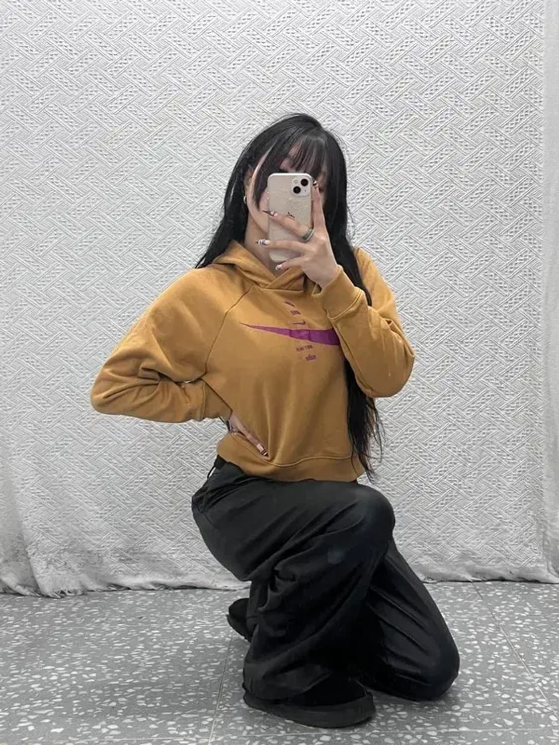 나이키 올드스쿨 레트로 스우시 크롭 기모 후드티 M C07701 상품이미지2