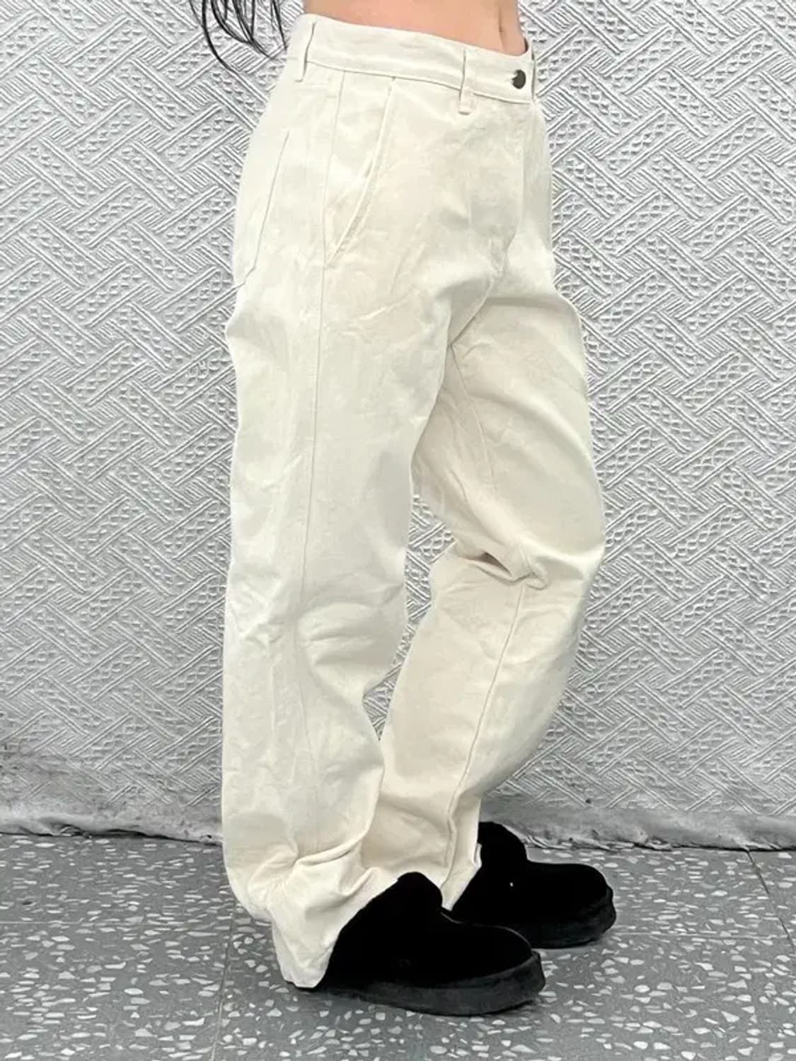 모드나인 빈티지 와이드 크림 코튼팬츠 31인치 C07710 상품이미지1