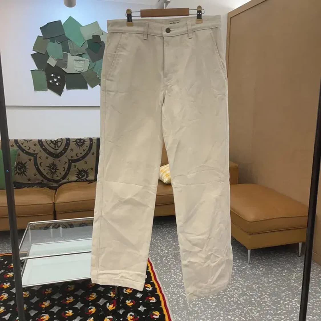 모드나인 빈티지 와이드 크림 코튼팬츠 31인치 C07710 상품이미지3