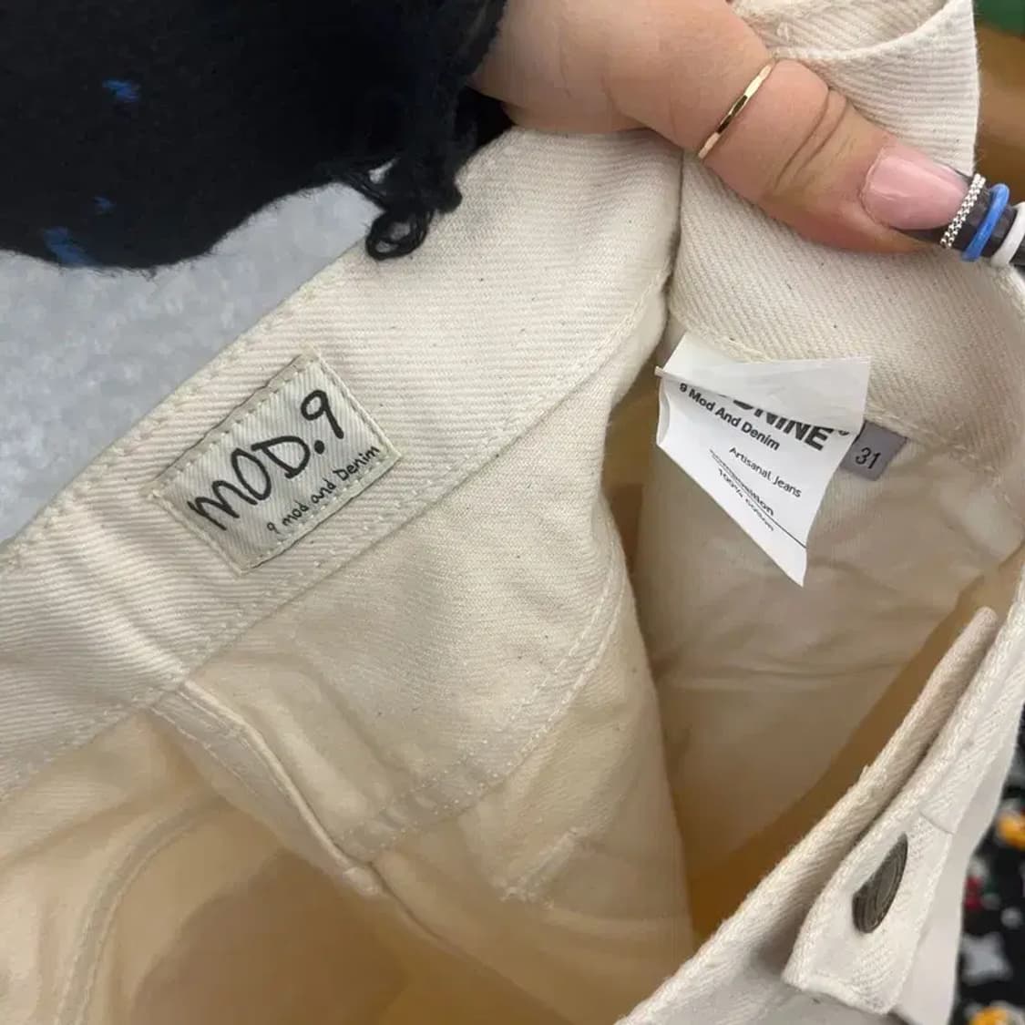 모드나인 빈티지 와이드 크림 코튼팬츠 31인치 C07710 상품이미지7