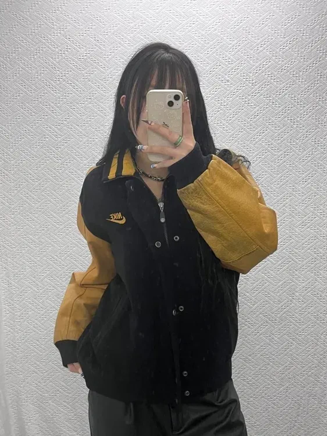 나이키 올드스쿨 레트로 빈티지 소가죽 바시티자켓 100 C07690 상품이미지1