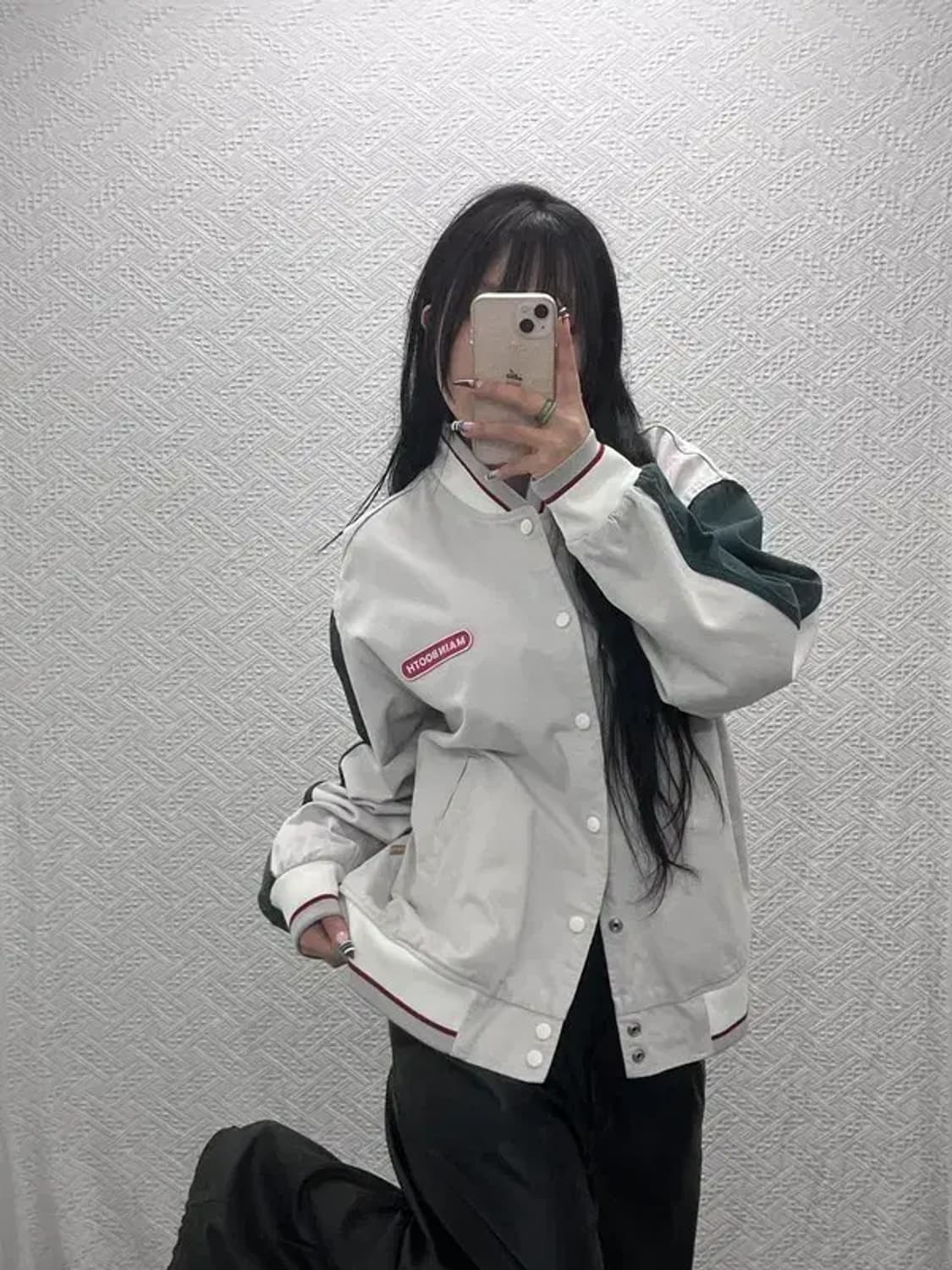 메인부스 레트로 빈티지 슬리브 배색 바시티자켓 105 C07691 상품이미지1