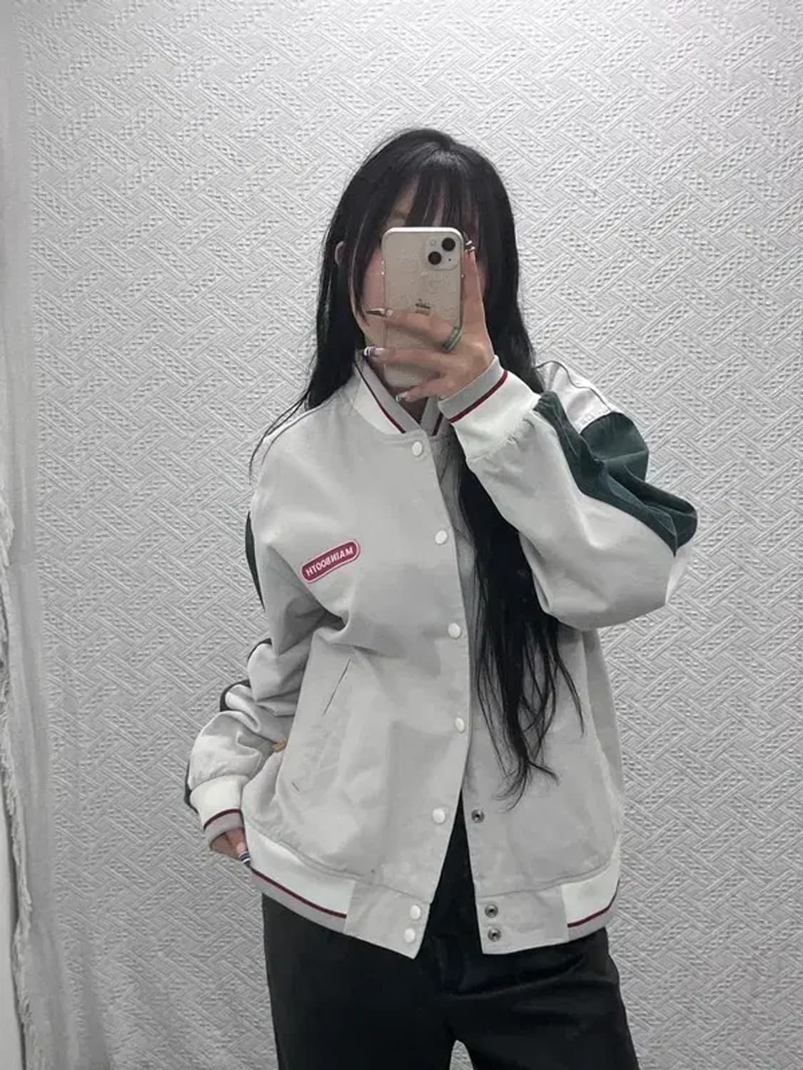 메인부스 레트로 빈티지 슬리브 배색 바시티자켓 105 C07691 상품이미지2