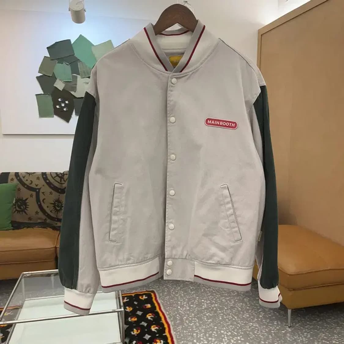 메인부스 레트로 빈티지 슬리브 배색 바시티자켓 105 C07691 상품이미지3