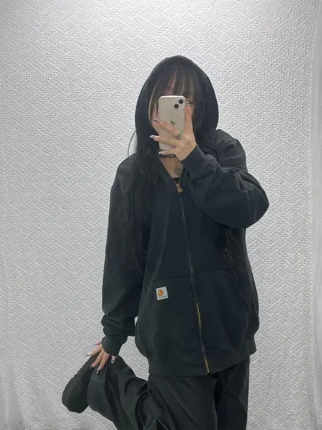 칼하트 써멀 빈티지 오버핏 약기모 후드집업 L C07698 상품이미지1