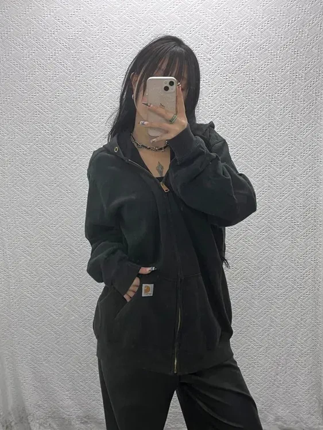 칼하트 써멀 빈티지 오버핏 약기모 후드집업 L C07698 상품이미지2