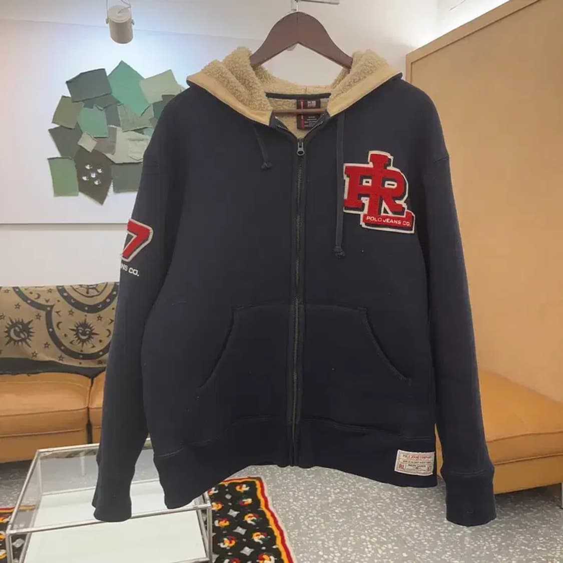 폴로 랄프로렌 올드스쿨 빈티지 자수패치 양털 후드집업 M C07724 상품이미지3